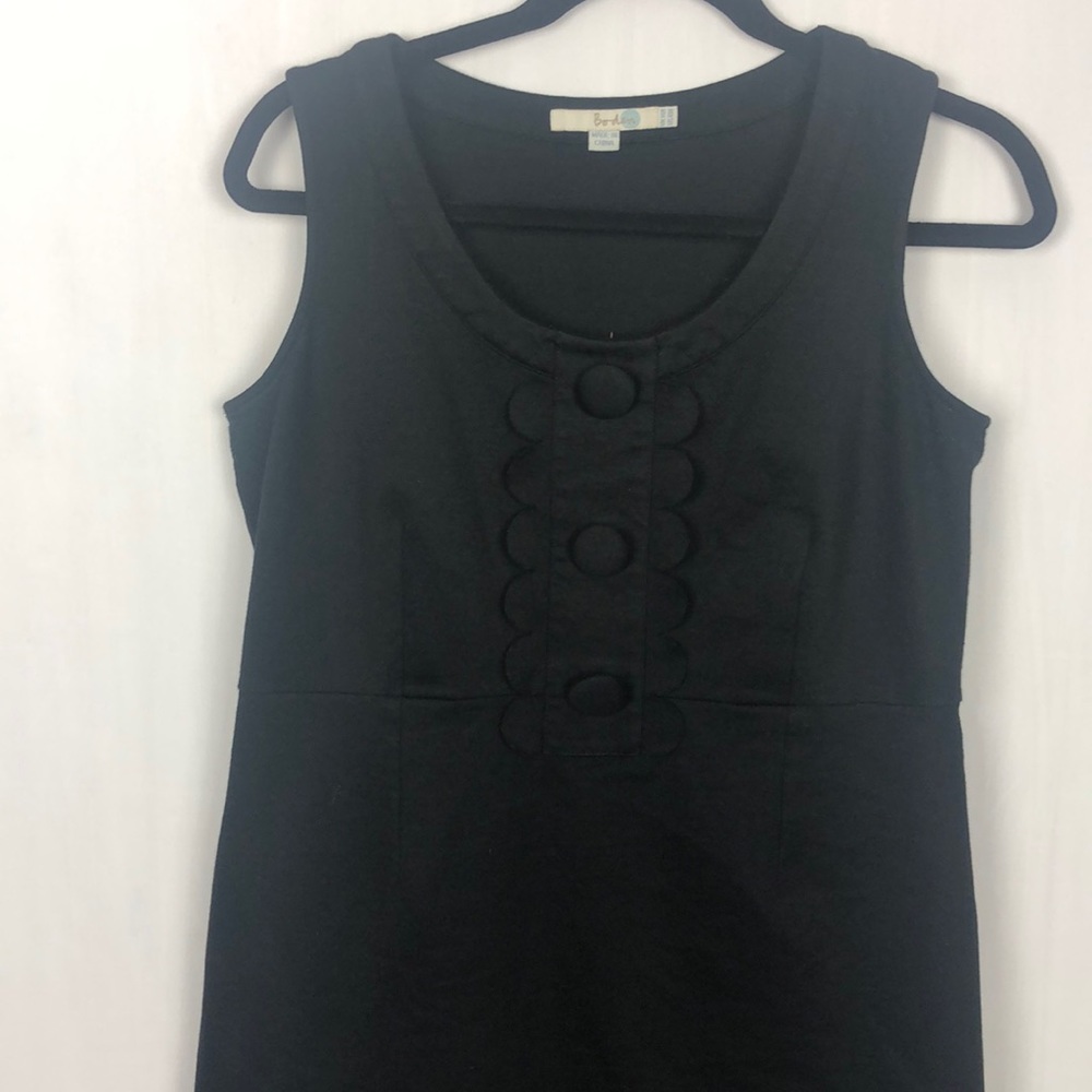Boden Black Sleeveless Dress With Front Button Detail